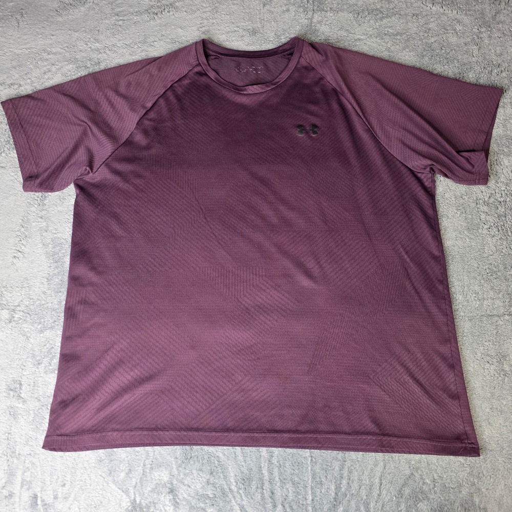 Under Armour Mens 2XL T-Shirt Maroon Textured HeatGear Raglan Short Sleeve Top